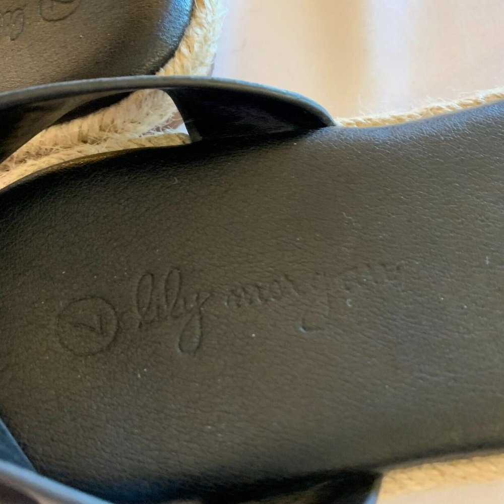Lily Morgan Womens Ankle Strap Espadrille Sandals with Pearl Accent Black Size 7 - Picture 6 of 11